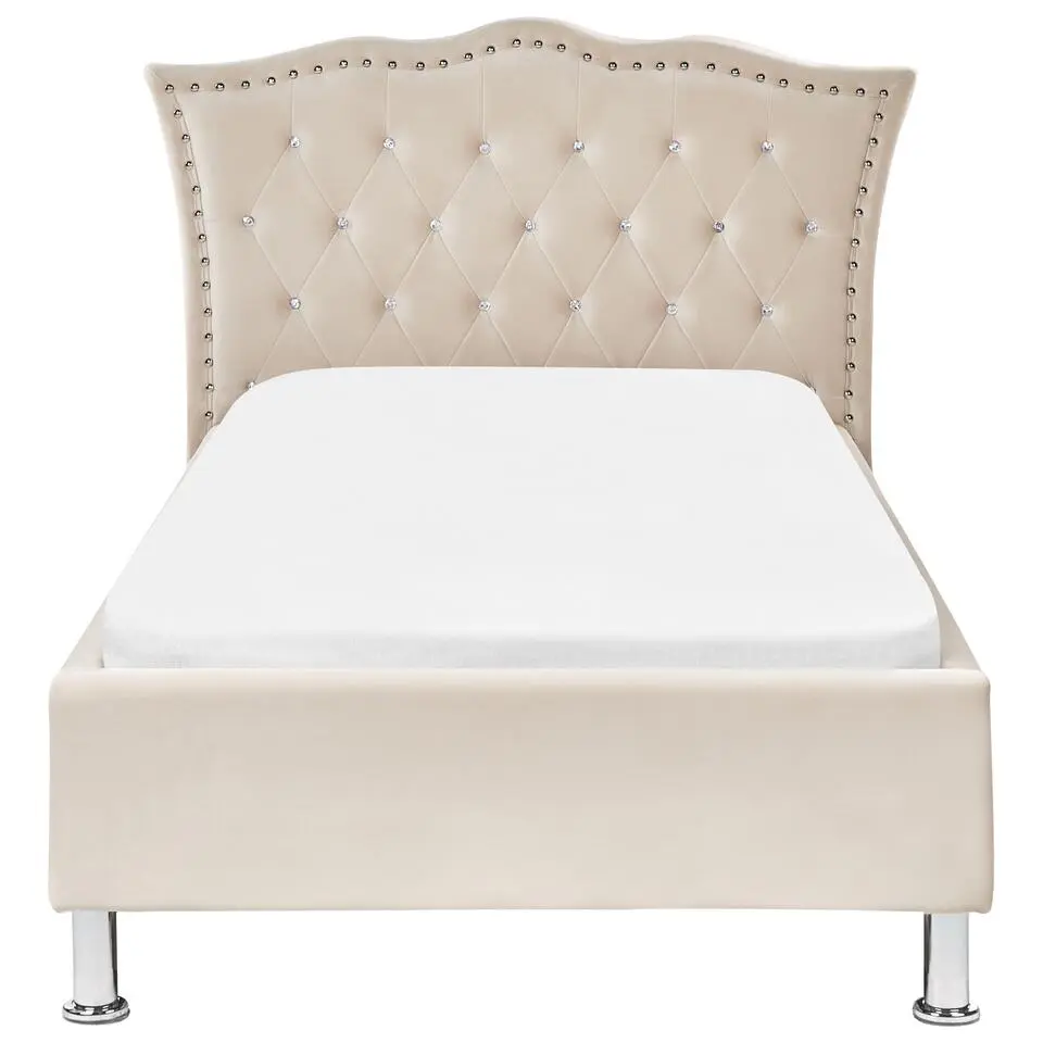 METZ - Eenpersoonsbed - Beige - 90 x 200 cm - Fluweel