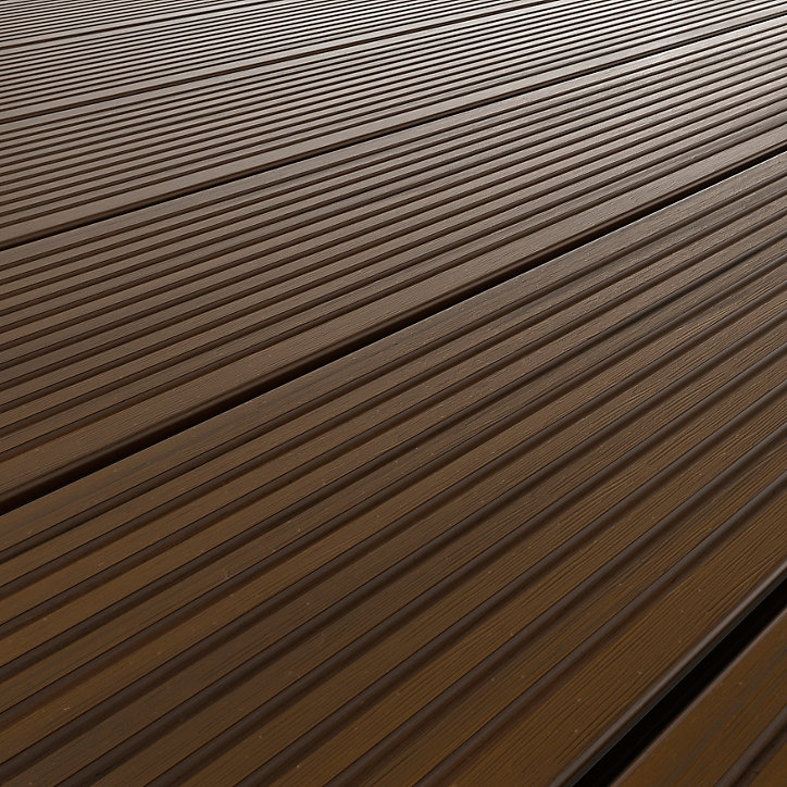 Lame de terrasse composite chocolat Neva Klikstrom L. 220 cm x l. 14,5 cm