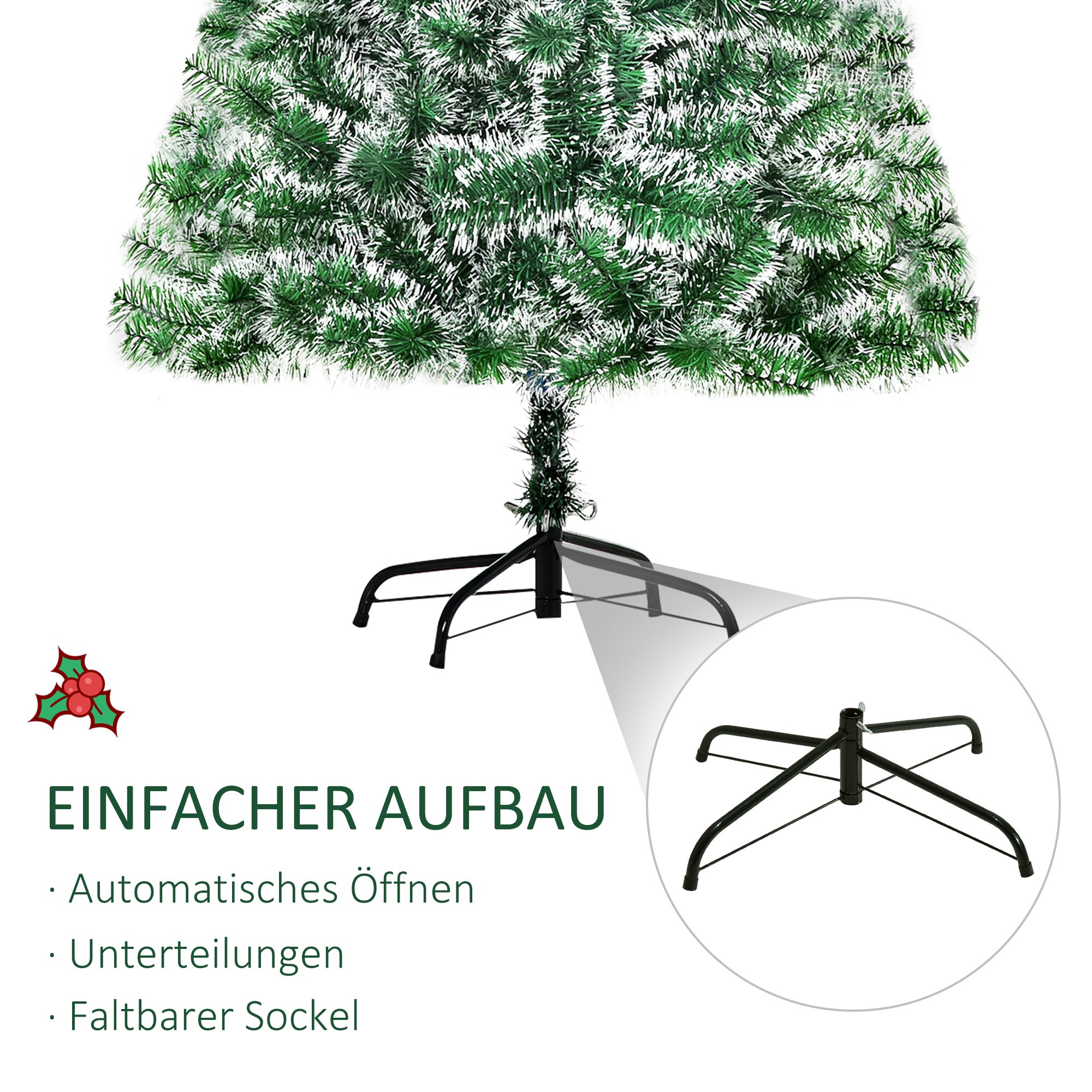 HOMCOM Künstlicher Weihnachtsbaum mit Metallständer grün 75 x 150 cm (ØxH)