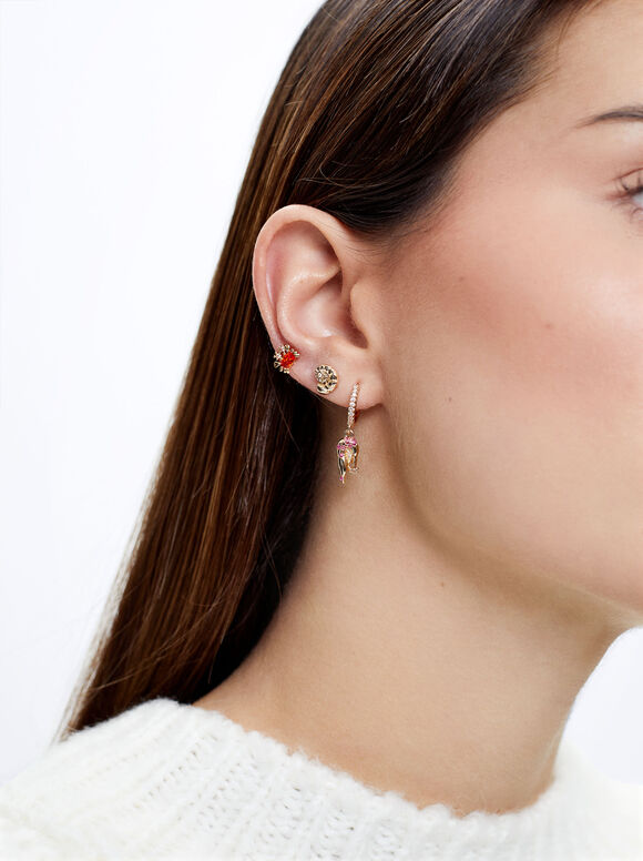 Conjunto de Anéis com Berloques e Zircônias - Multicor