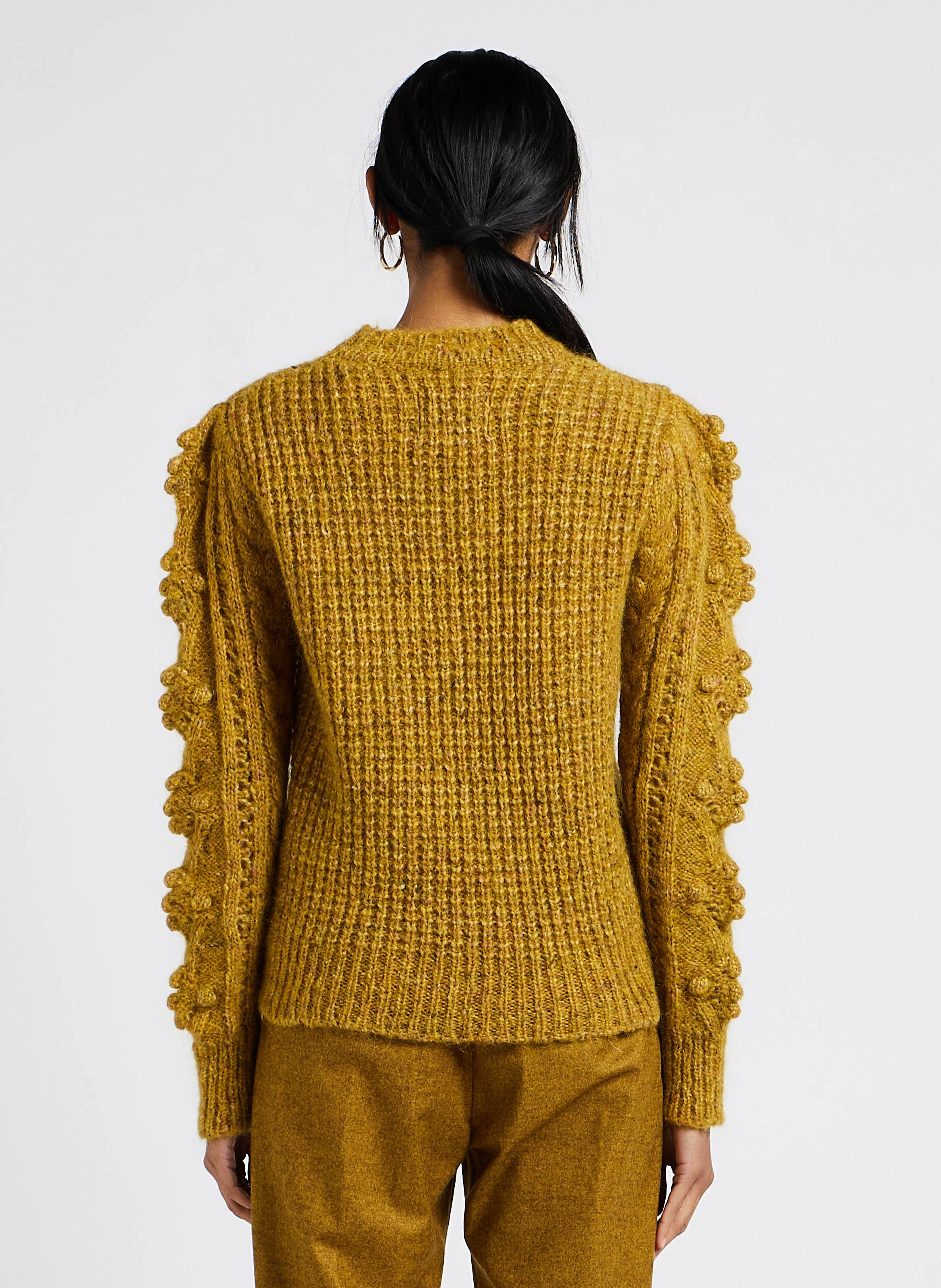 MARTINA - Pull droit col rond en laine mélangée | Jaune