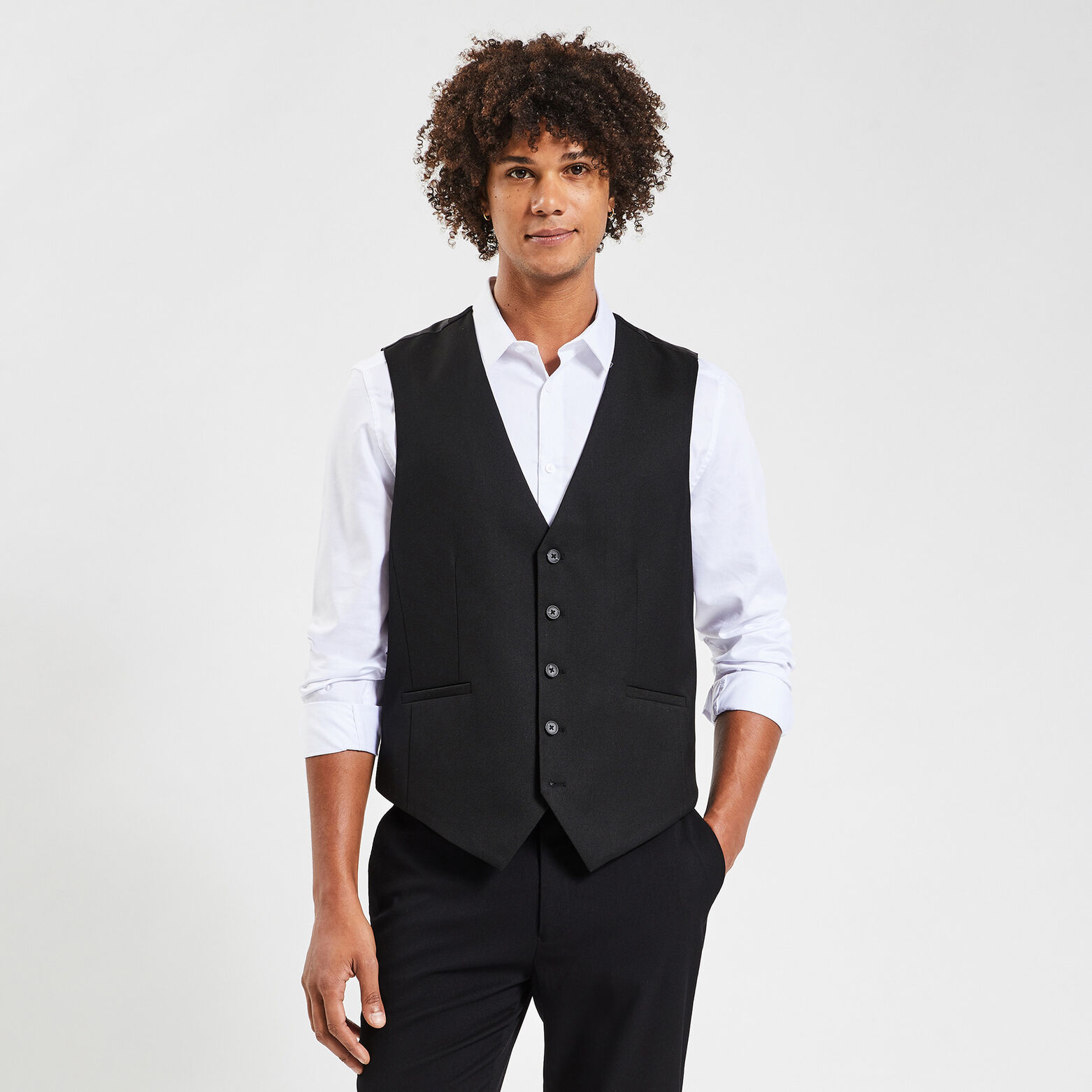 Gilet de costume uni slim Noir