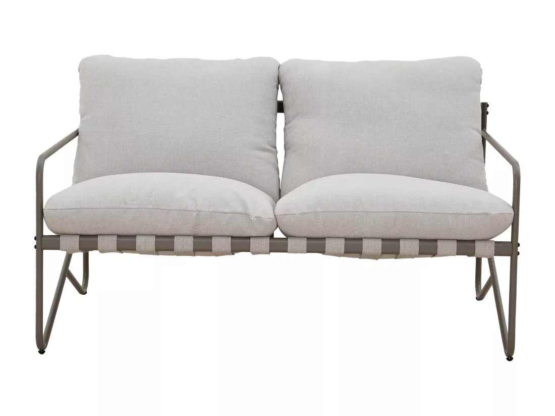 Salon de jardin en acier : un canapé 2 places, 2 fauteuils et une table basse - Gris - MILOPE de MYLIA