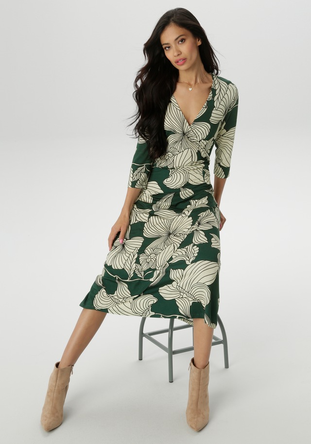 Aniston SELECTED Jerseykleid mit V-Ausschnitt in Wickel-Optik - NEUE KOLLEKTION