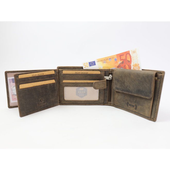 Bear Design Dark Nature Billfold Tijn Bruin HD2689