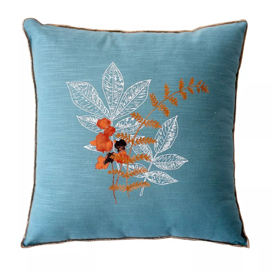 Coussin carré (40 cm) Vegetalis motif Bleu lagon