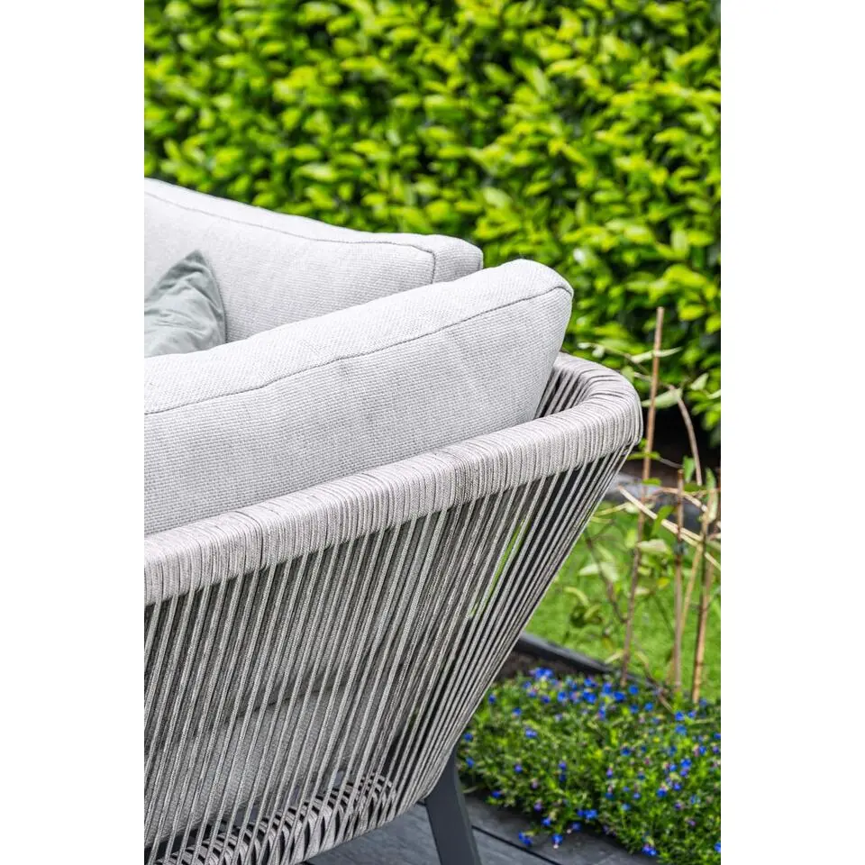 Lounge-diningset Monti - zwart - 7-persoons - aluminium