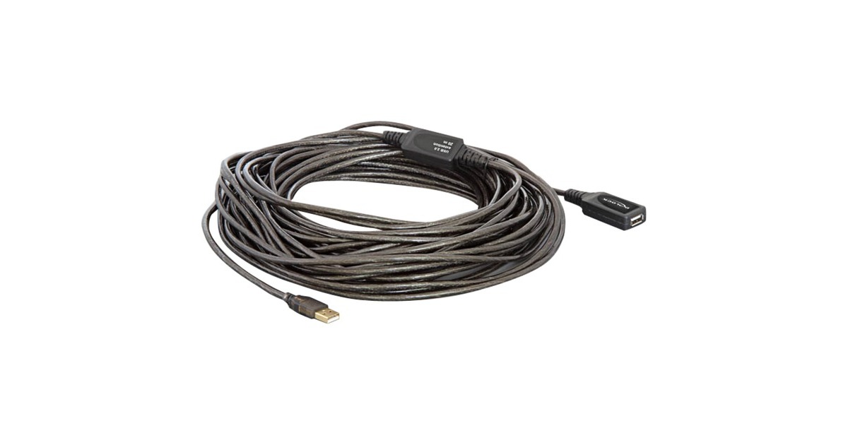 DeLOCKActieve USB 2.0 verlengkabel  (Zwart, 20 meter)