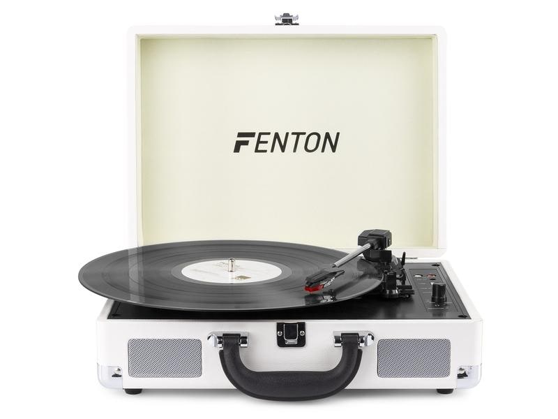 Fenton Plattenspieler mit Bluetooth RP115 Weiss Koffer-Plattenspieler mit Bluetooth