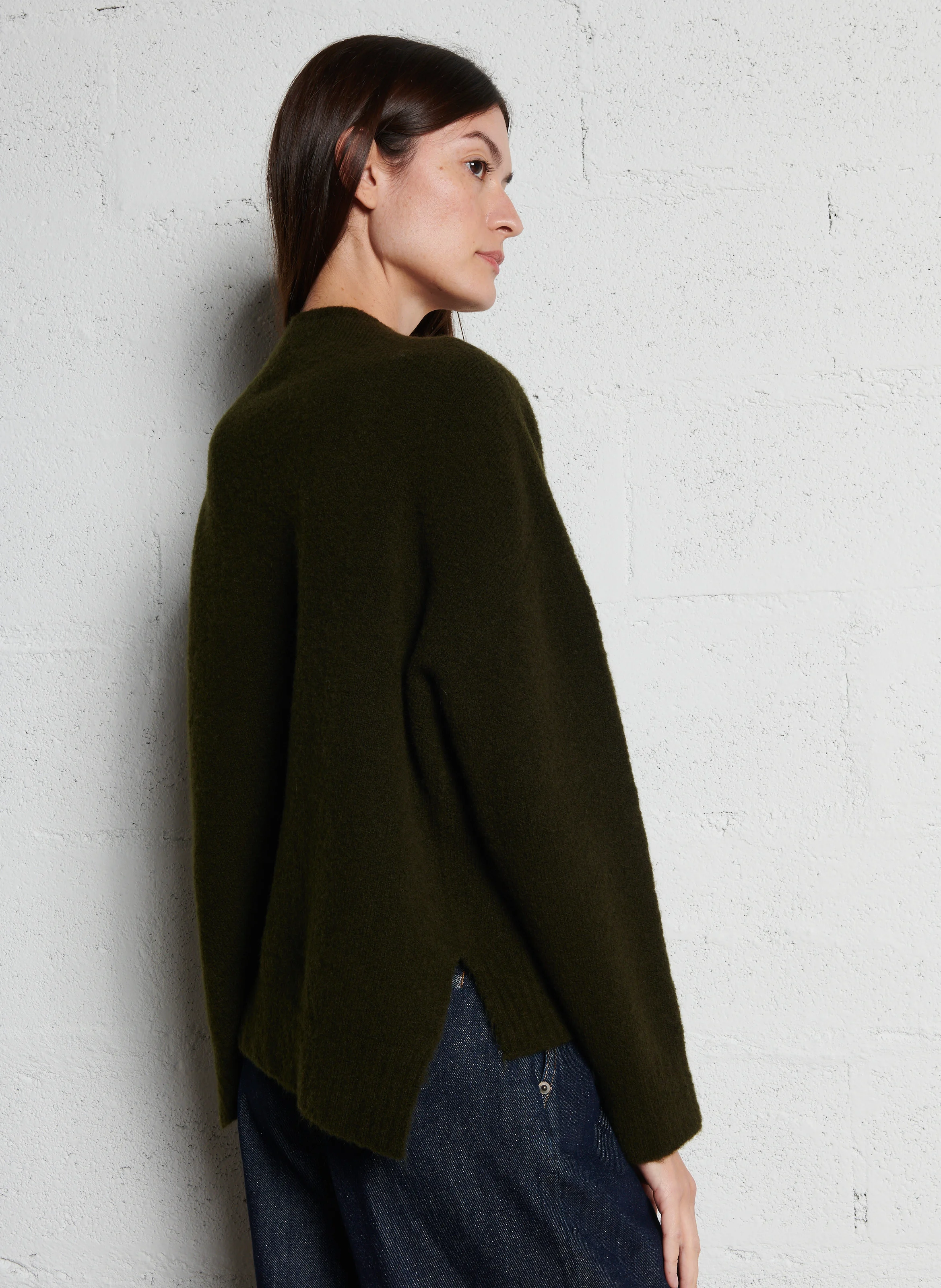 KOBE - Pull droit en laine mélangée| Vert