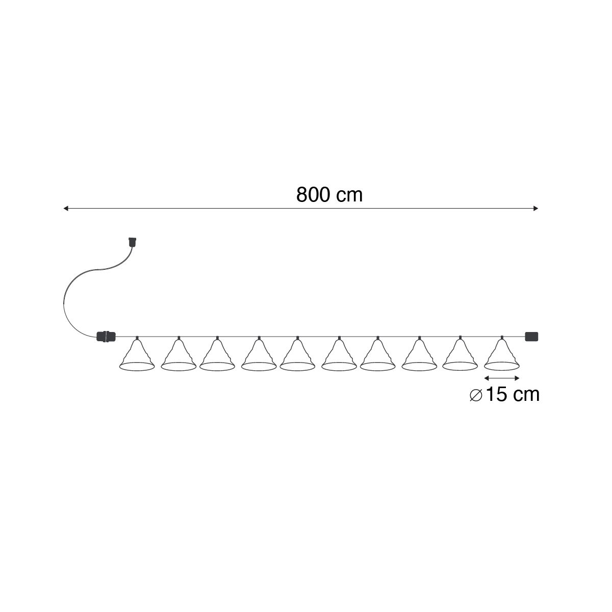 Lichtsnoer bruin 8m incl. LED 10-lichts IP44 solar oplaadbaar - Maro