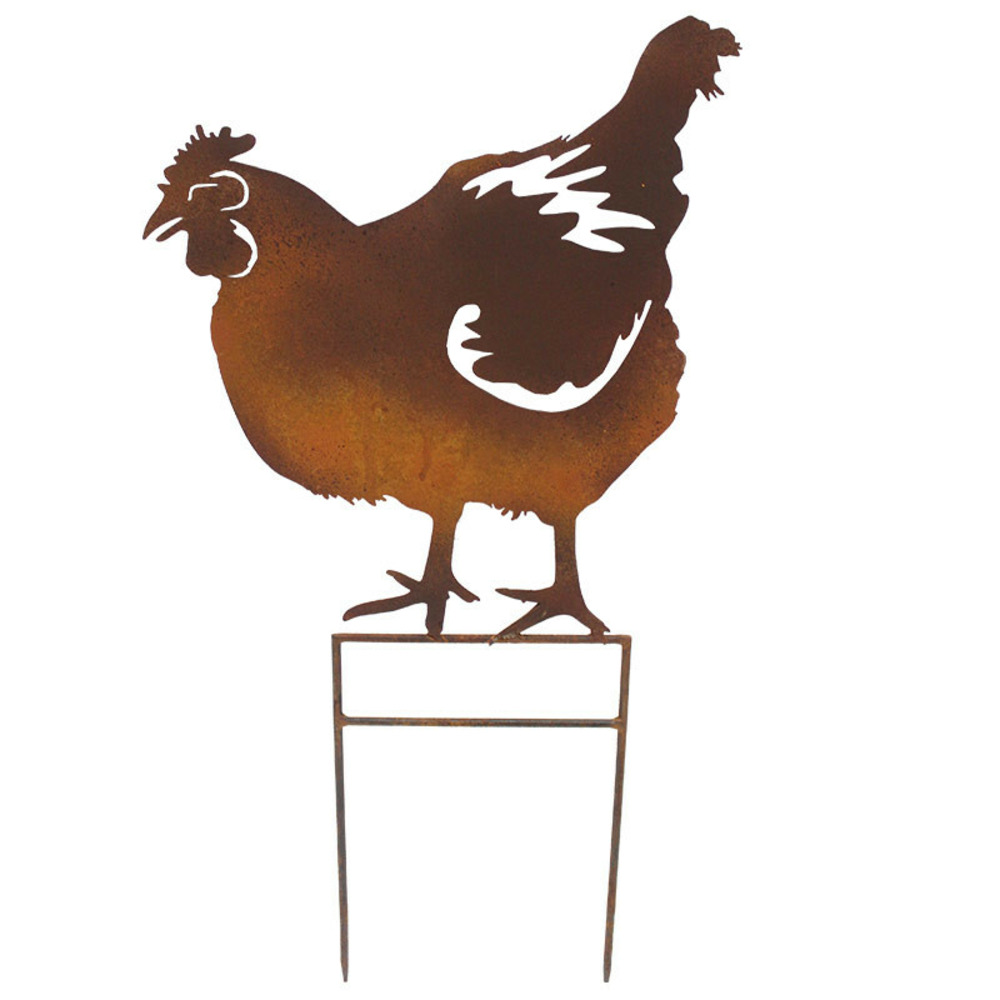 Silhouette déco jardin poule 29x51cm