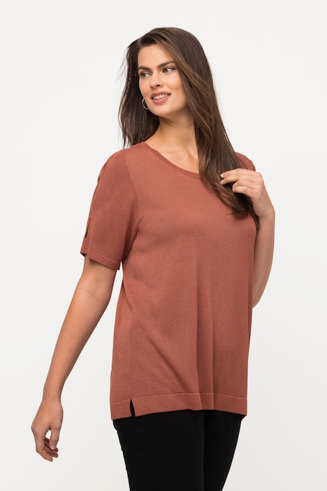 Pullover, Glitter, Cut-Outs, Rundhals, Halbarm