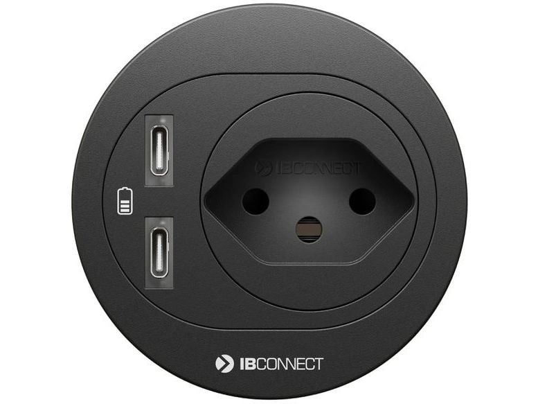 max connect Steckdoseneinheit ATOM T13, 2x USB-C Schwarz Innovative Einbau-Lösung für Typ 13-Steckdose und USB-Anschlüsse