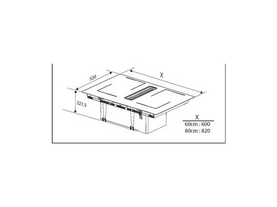 Plaque de cuisson avec hotte intégrée Beko HIXI64700UF + HOTTE INTEGREE
