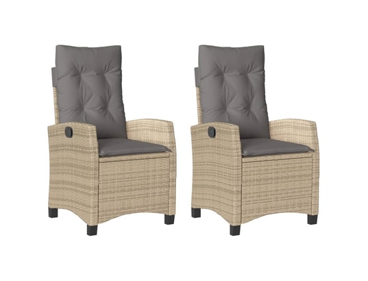 VIDAXL - Chaises inclinables jardin lot de 2 et coussins résine tress...