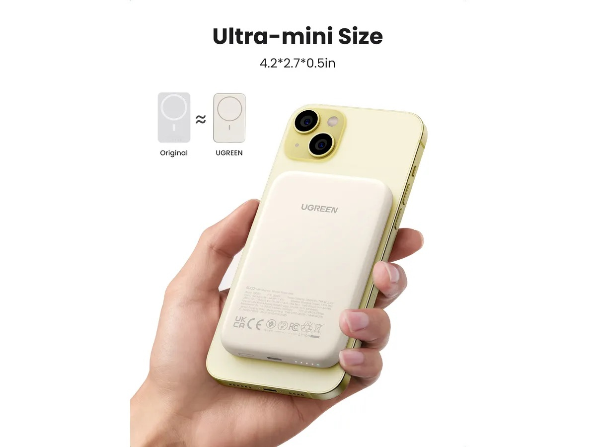 (15W) 5000mAh Magnetische MagSafe Powerbank USB C Power Delivery Ladegerät (25207) - Beige