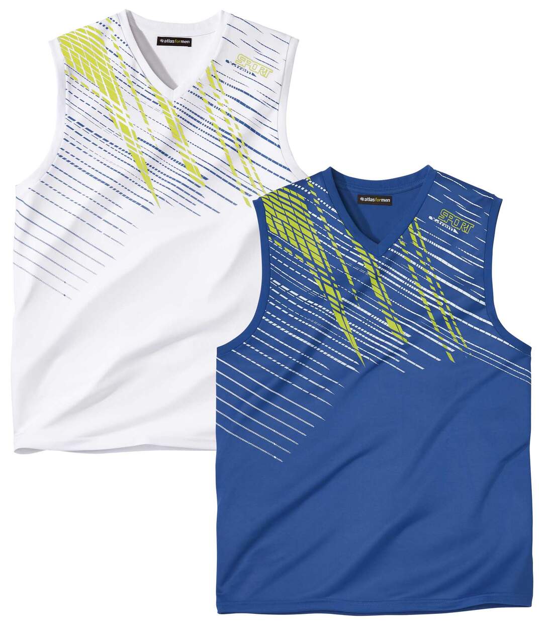 Lot de 2 Tee-Shirts Sans Manches Col V Sport