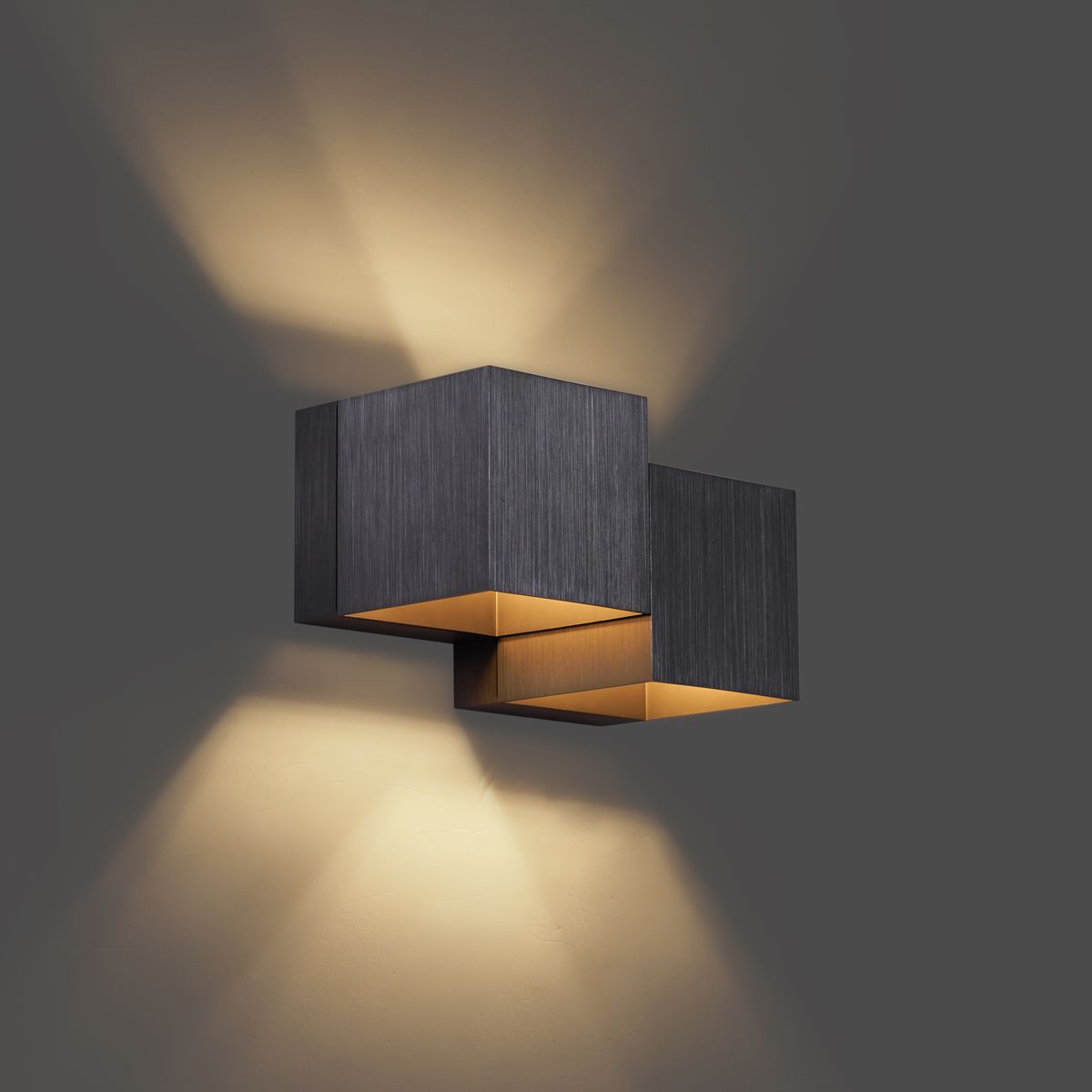 Moderne wandlamp gunmetal 2-lichts - Transfer Double