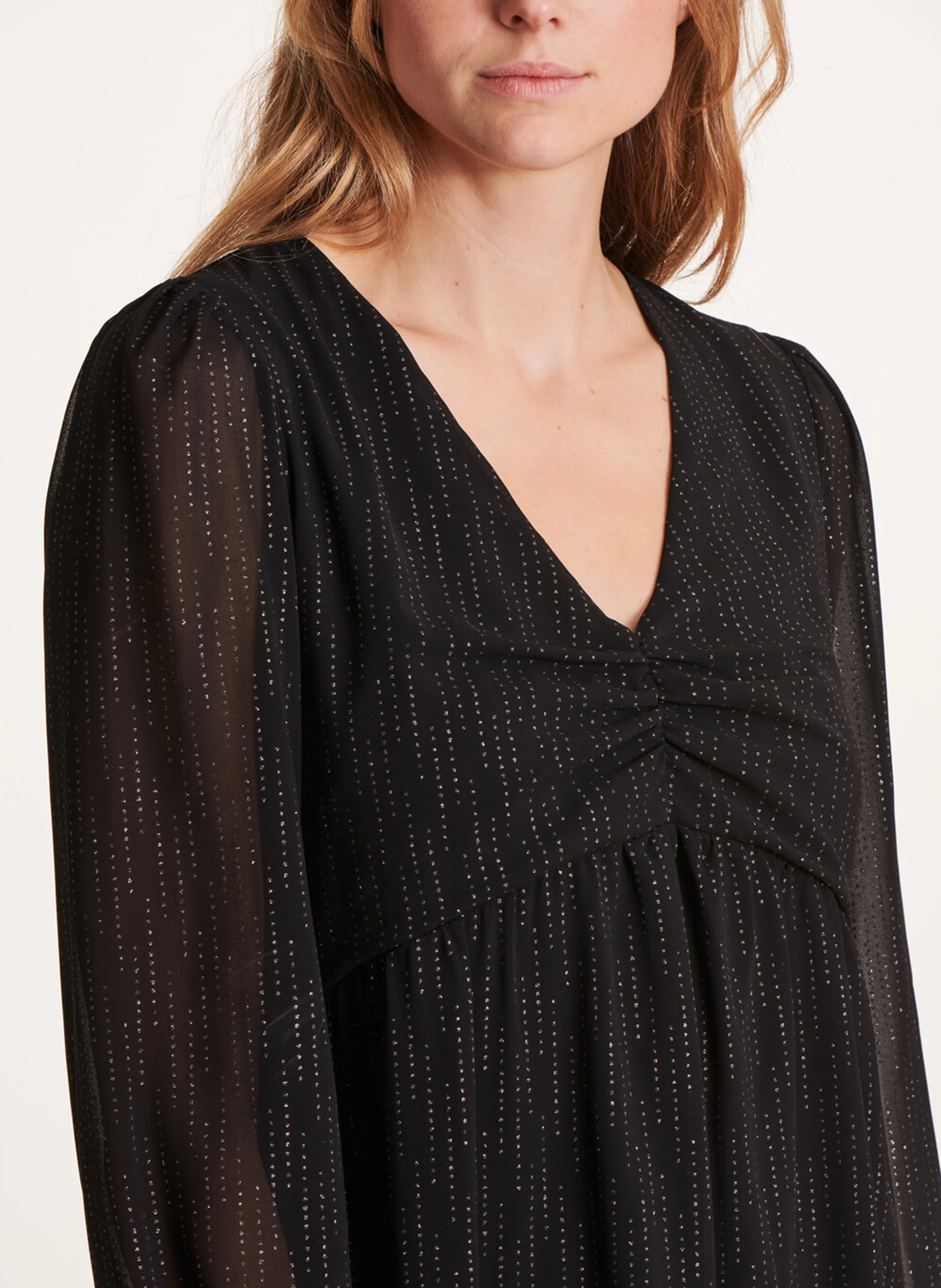 Robe courte à strass drapée | Noir
