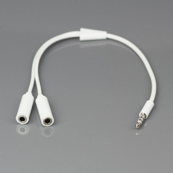 (28cm) Y-Splitter 2 x Stereo Aux 3.5mm Kupplung Verlängerungskabel -  Weiss