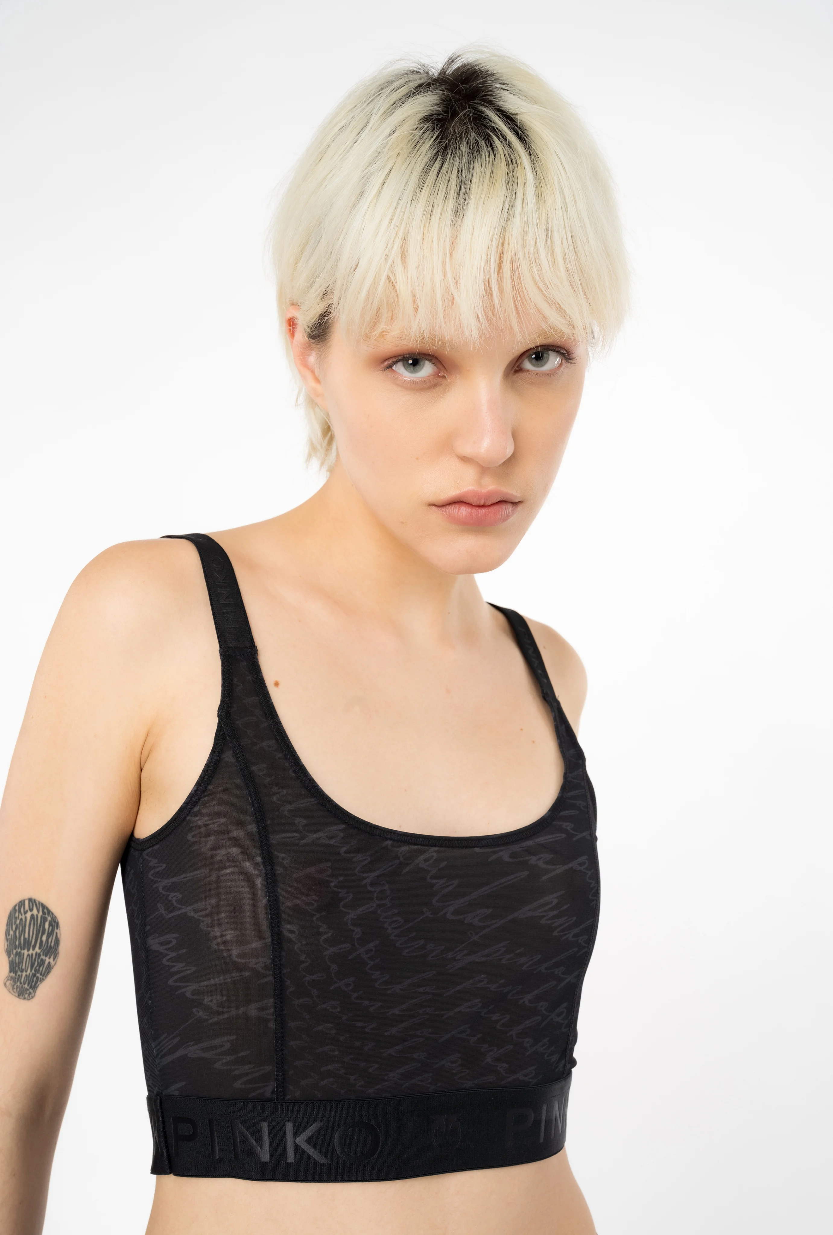 Crop top à logo fluide | Noir