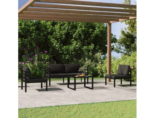 VIDAXL - Salon extérieur Salon de jardin 5 pcs avec coussins aluminium anthracite