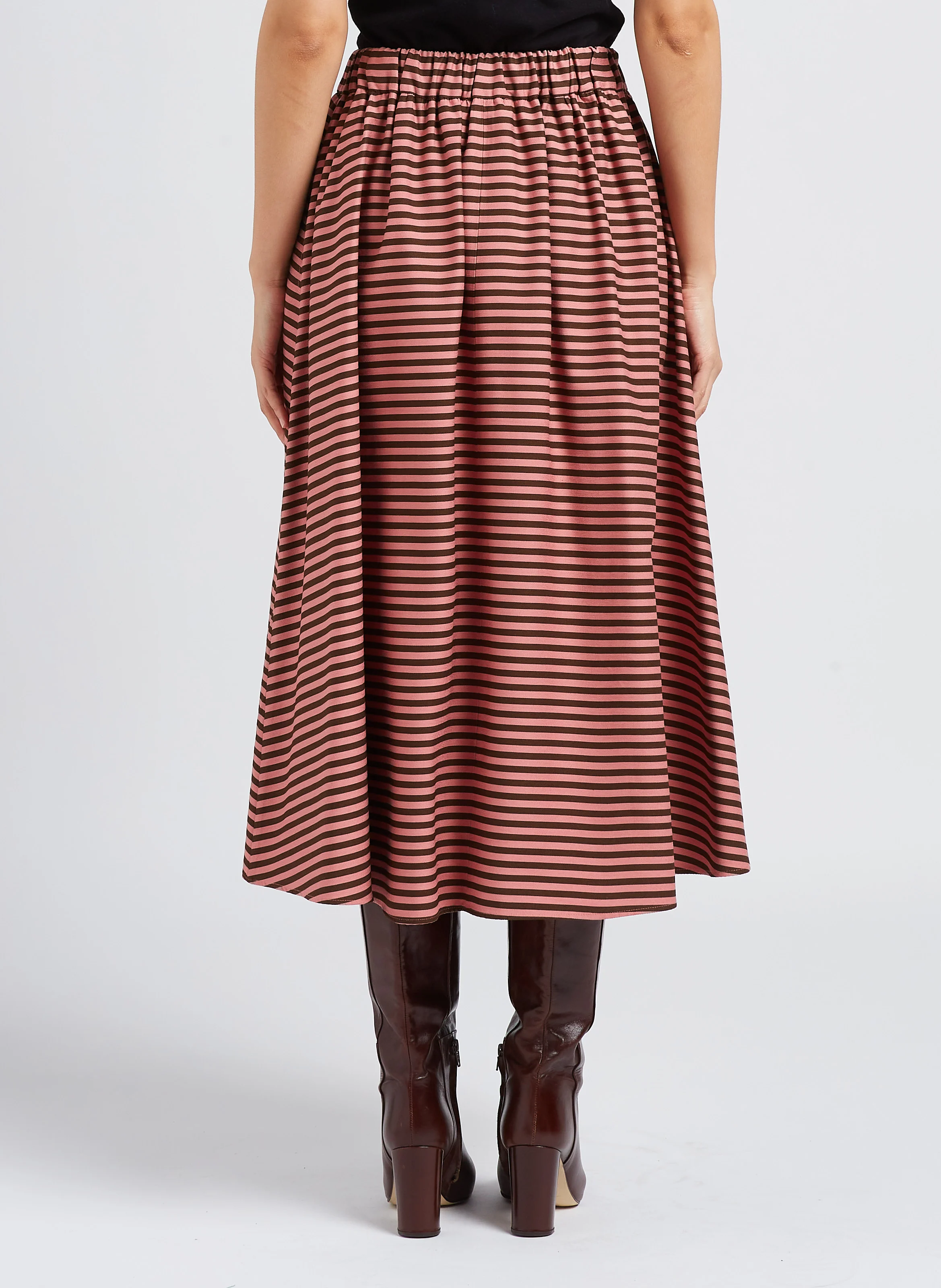 FASE - Jupe midi rayée| Rose