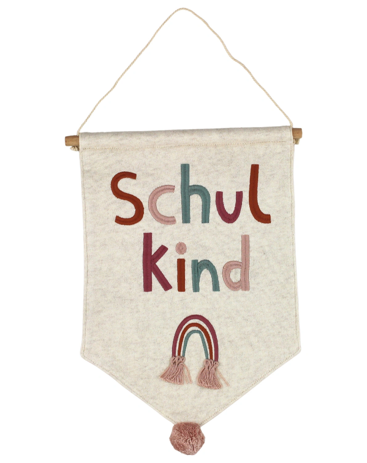 Wandbehang SCHULKIND - REGENBOGEN in creme/bunt