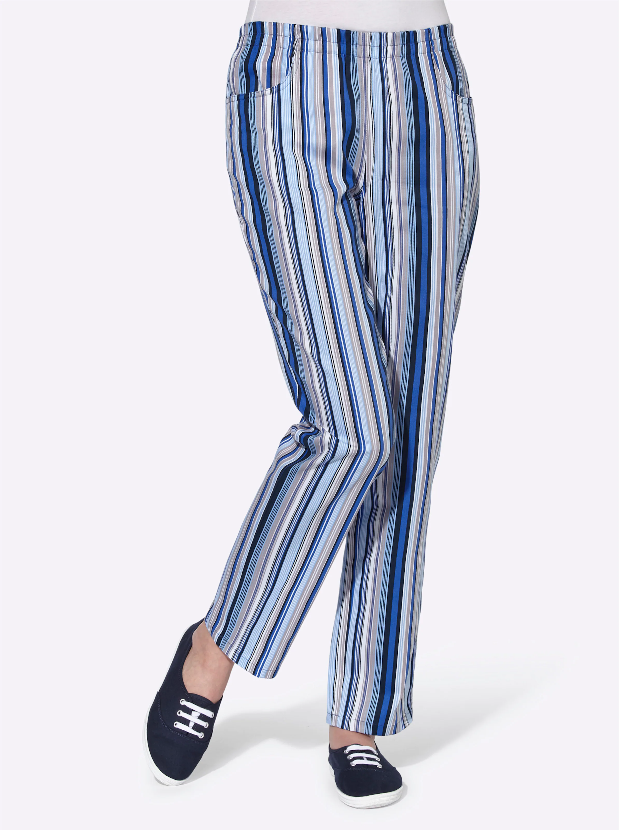 Schlupfhose in jeansblau-gestreift
