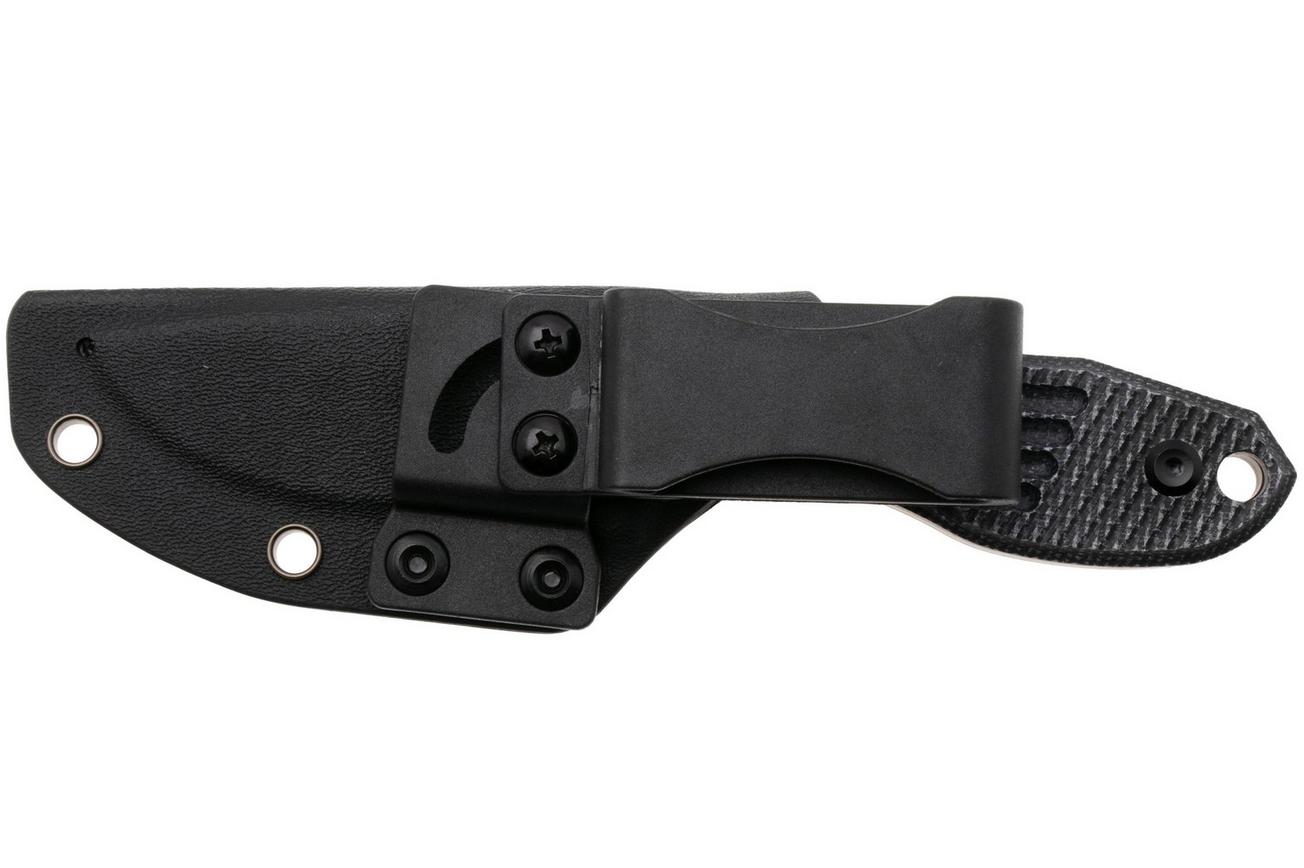 Tenable Knives Tiny Dancer G014A4 Blackwashed D2, Black Micarta, vaststaand mes, JB Stout design