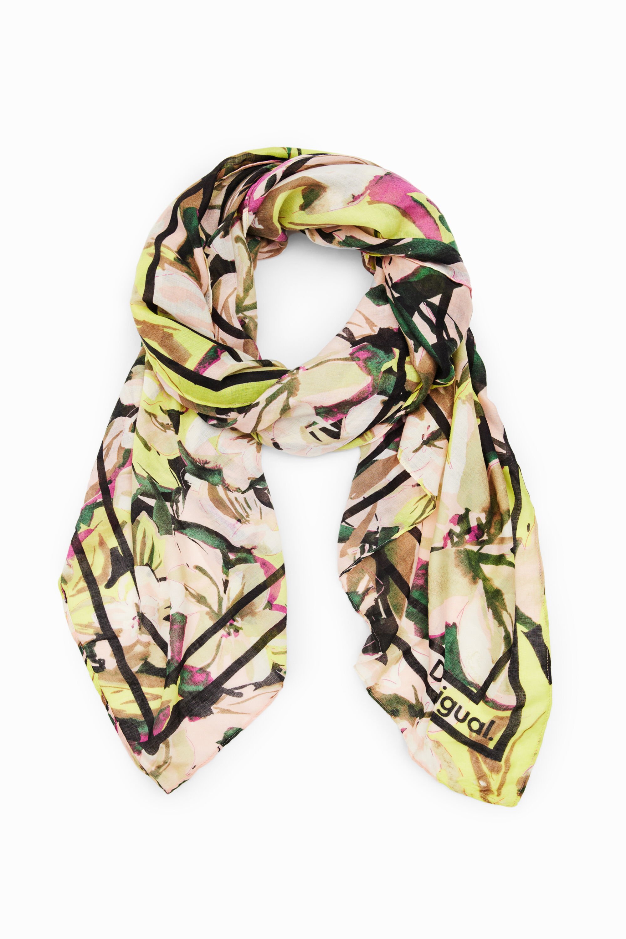 Foulard rectangulaire fleurs