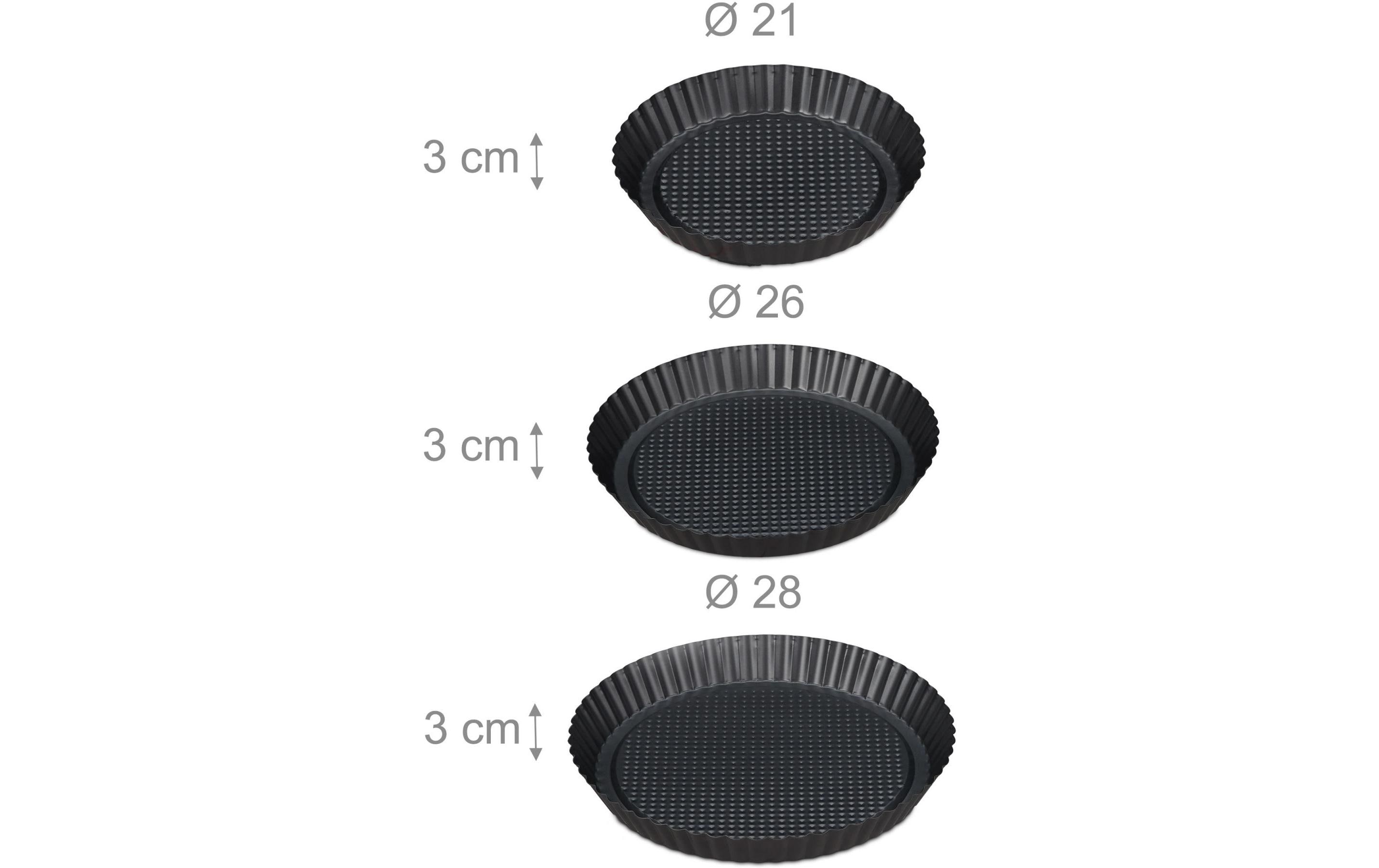 Wähen-Backform 21 cm/26 cm/28 cm, AnthrazitRunde Tortenboden Backformen für Obstkuchen