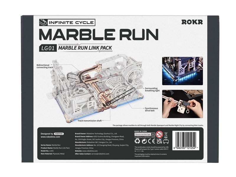 RoboTime Bausatz Link Pack Marble Run 3D-Puzzle aus lasergeschnittenen Holzteilen