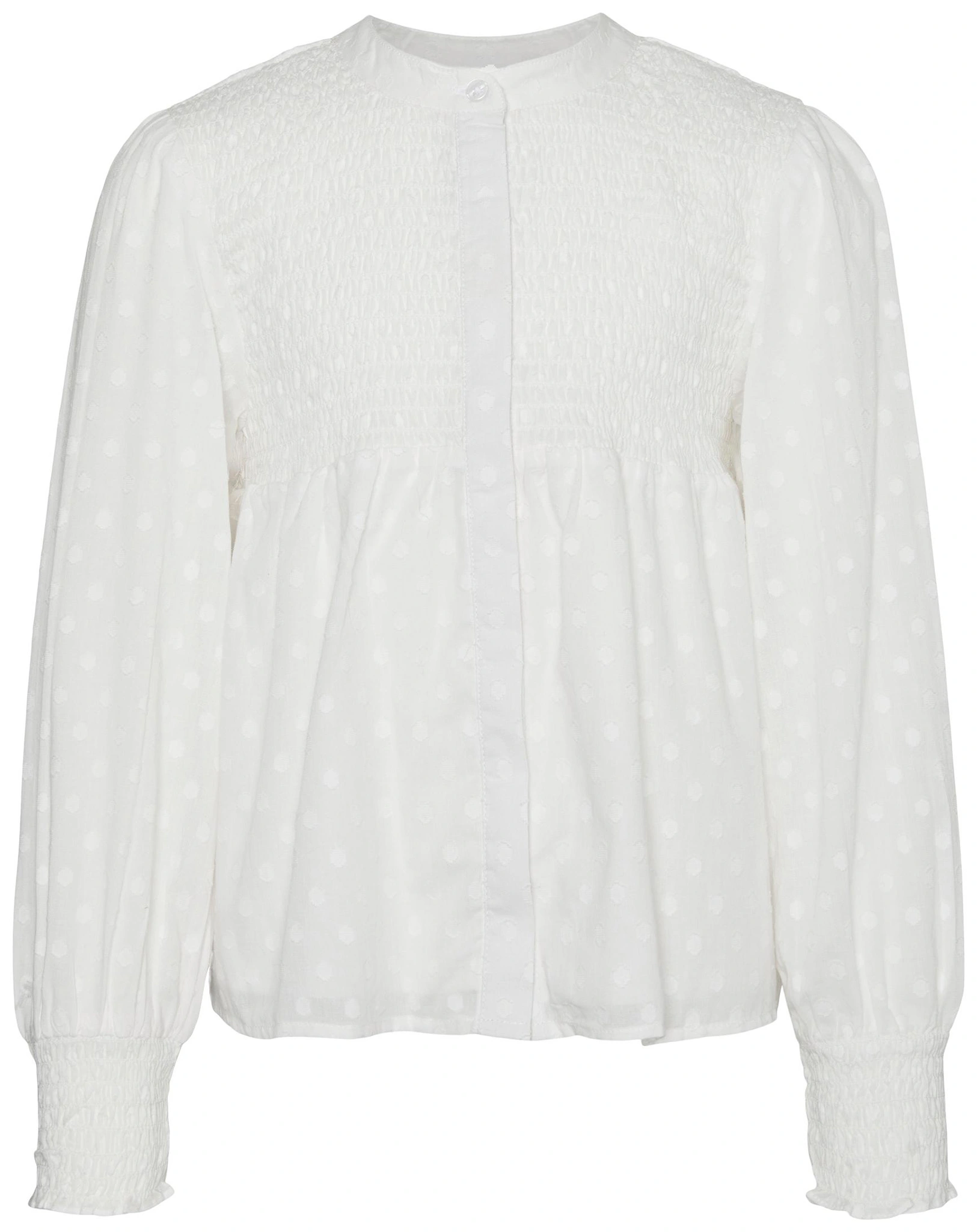 Langarm-Bluse VMDOTTY in snow white