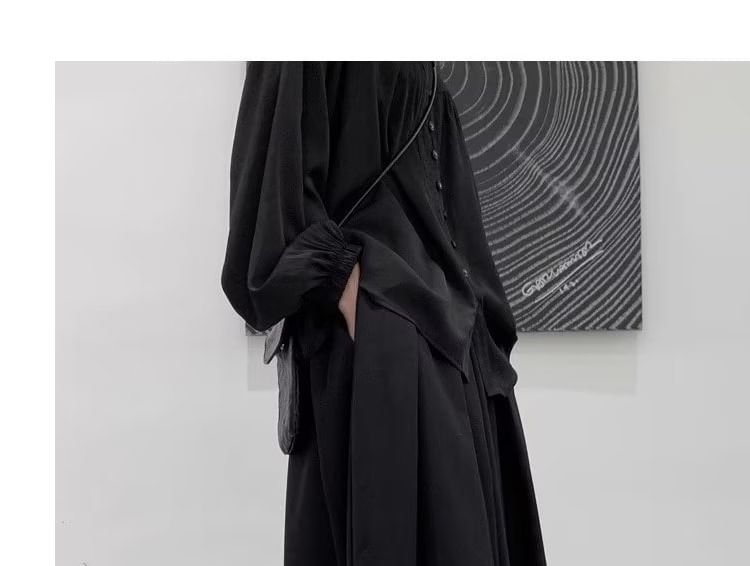Acrius - Hoge taille effen cropped wijde broek