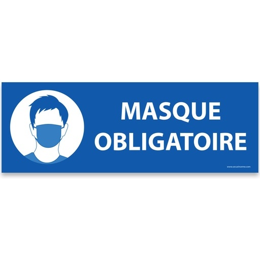 Panneau signalétique Masque obligatoire ERP - Rectangle bleu