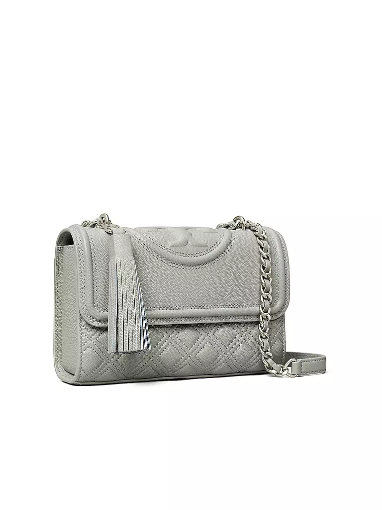 TORY BURCH Ledertasche - Umhängetasche FLEMING SOFT GRAIN Small grau