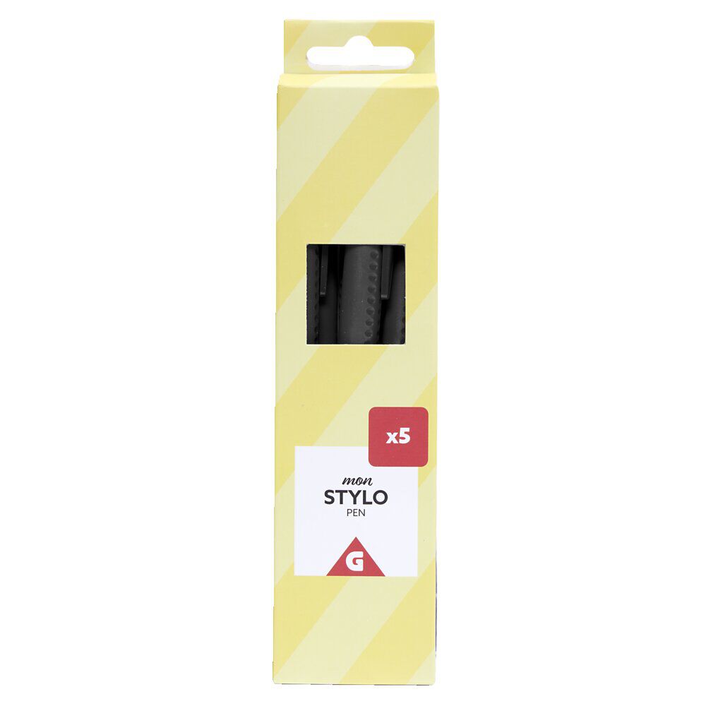 Lot de 5 stylos à encre noire 0,6mm