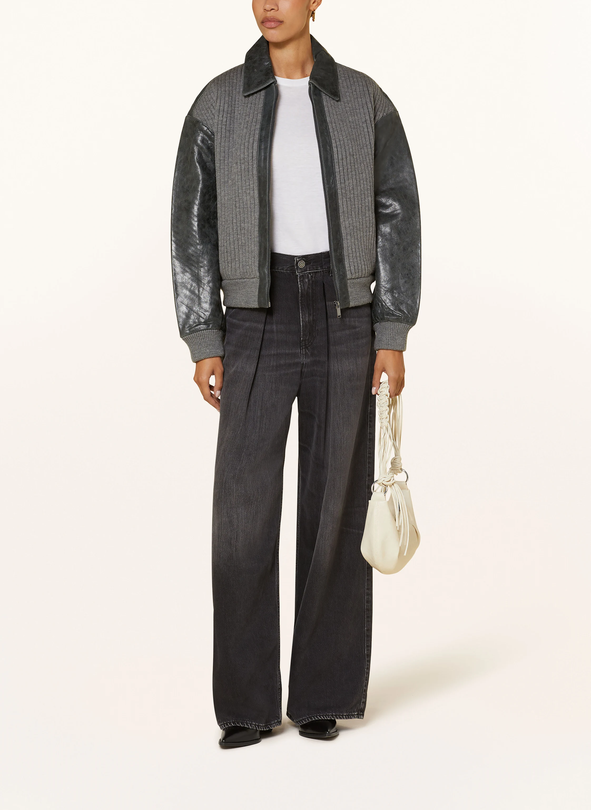 CLAUDIE PIERLOT Lederjacke im Materialmix