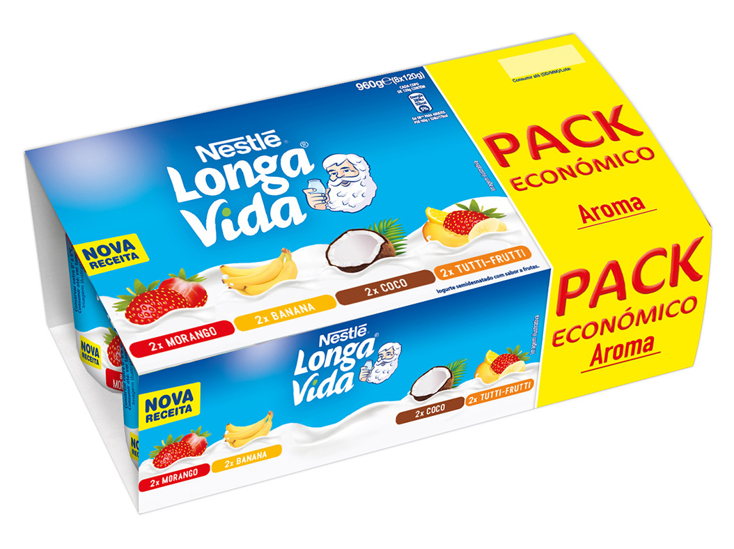 IOGURTE LONGA VIDA AROMA PACK ECONÓMICO 4 SABORES 8X120G