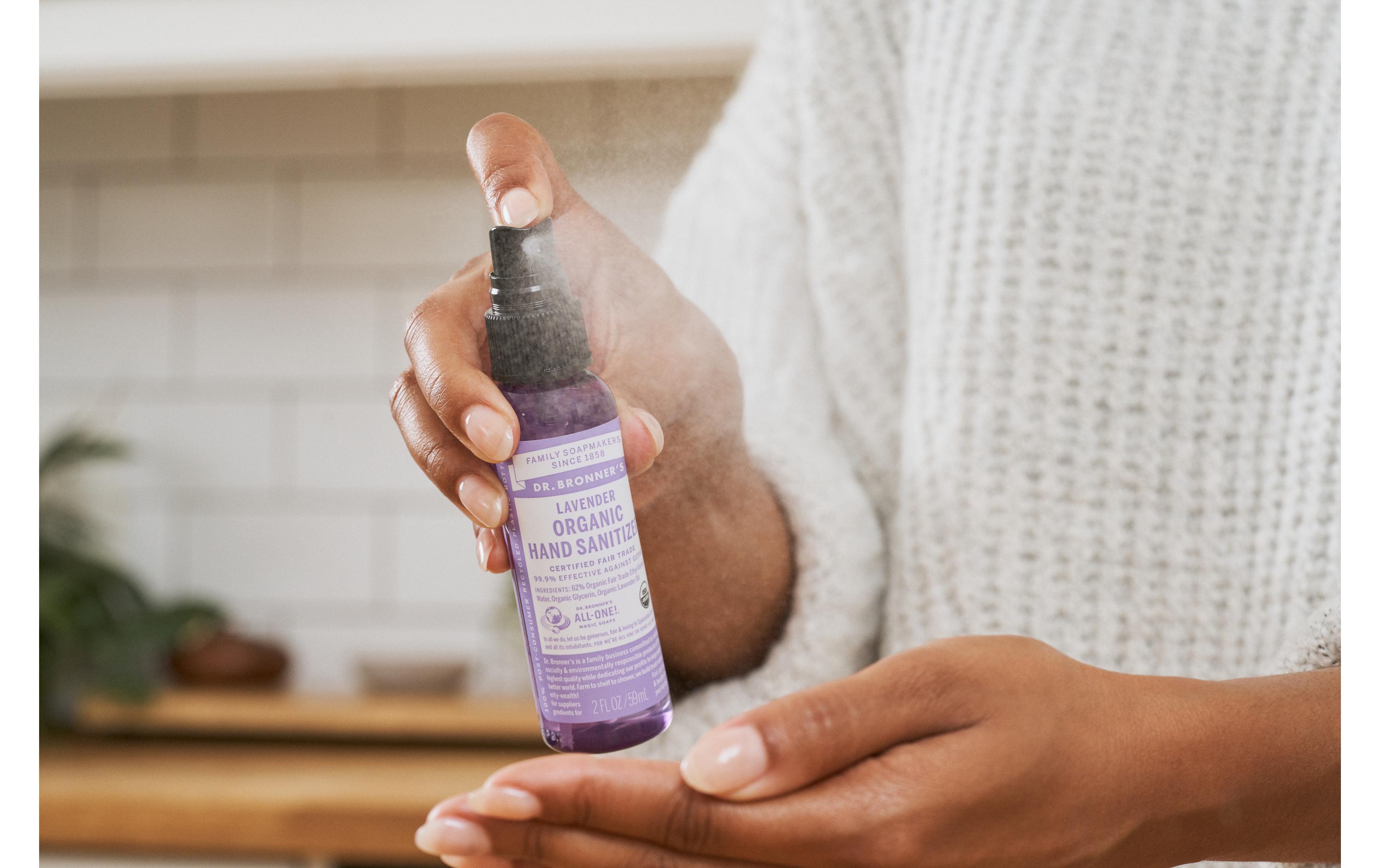 Desinfektionsspray All-One Bio-Lavendel 60 mlNatürliches Händedesinfektionsmittel mit Lavendelöl – Bio und Fair Trade