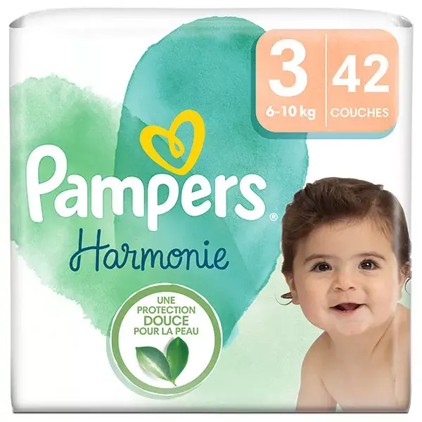Fraldas Pampers Harmonie Tamanho 3, Pacote com 42 Fraldas, 6kg - 10kg, Proteção Suave para a Pele