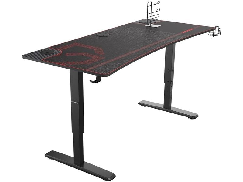 Ultradesk Gaming Tisch Cruiser Rot Stabiler Gaming-Tisch für bis zu drei Monitore