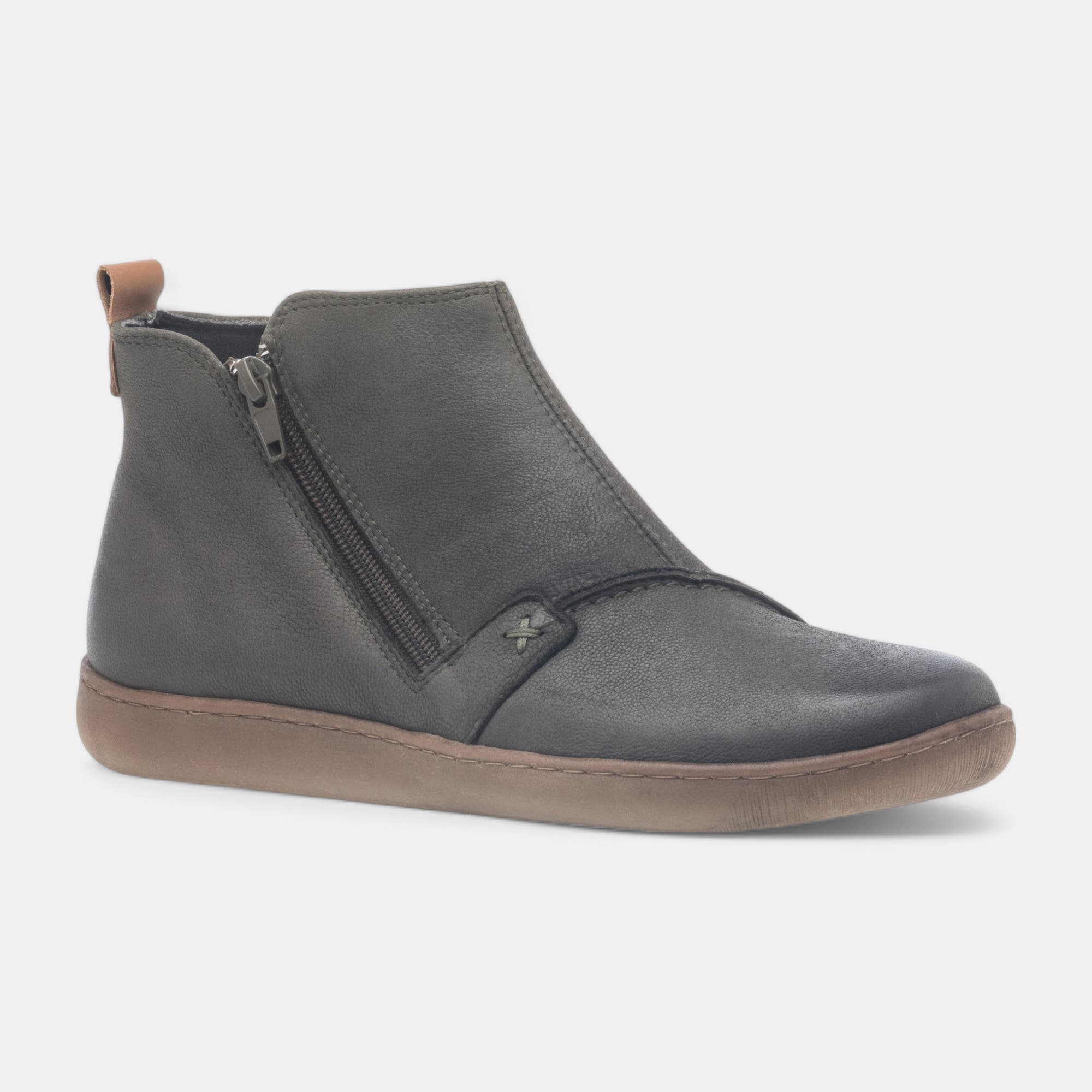 Bottines Femme en cuir kaki