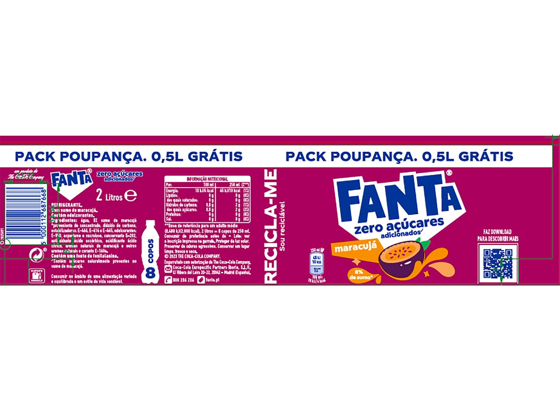 REFRIGERANTES COM GÁS FANTA ZERO MARACUJÁ 1.5L 0.5L GRÁTIS
