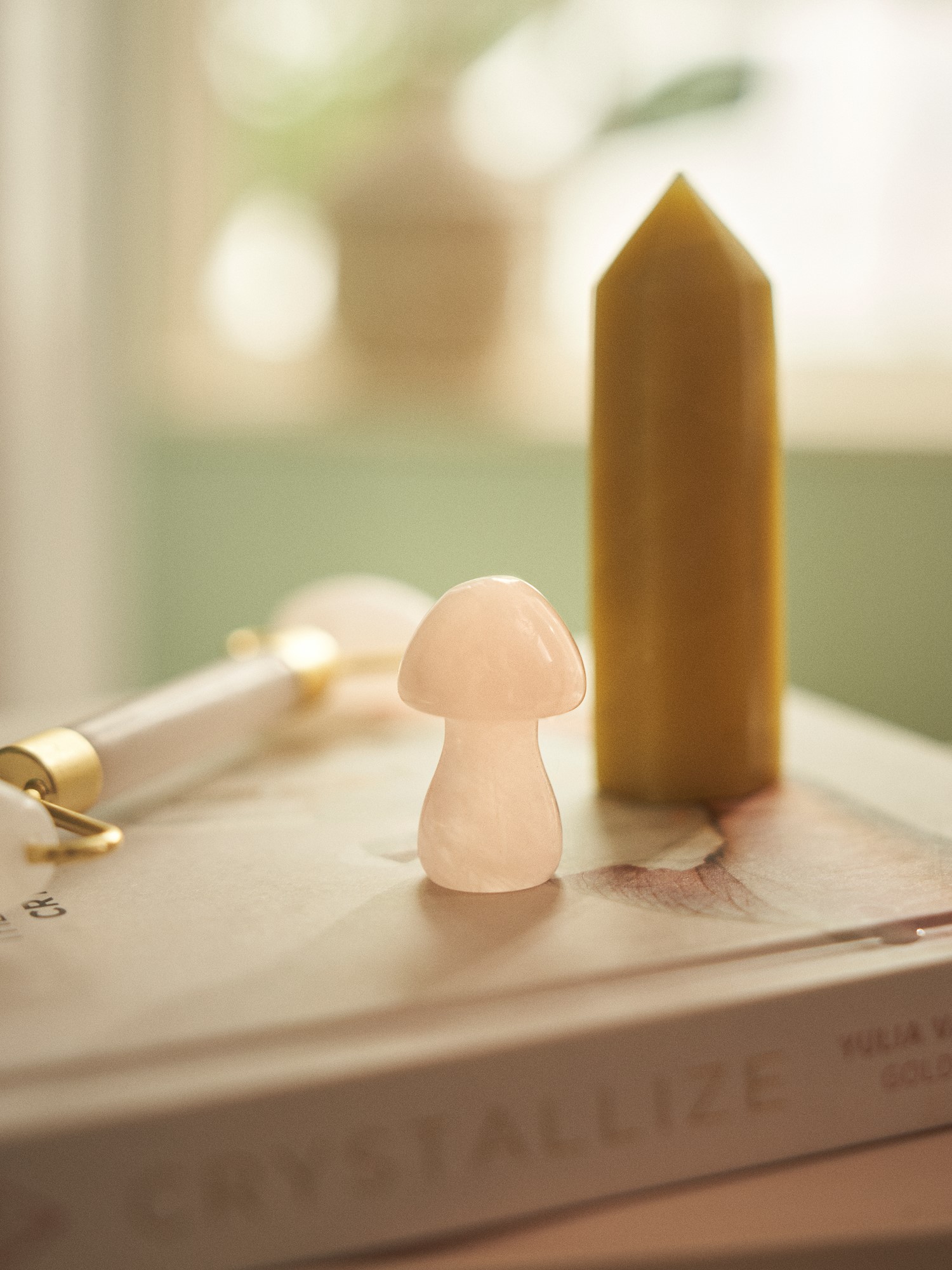 Svamp af natursten | Rosenkvarts og blå Jade.  | Dusty Rose