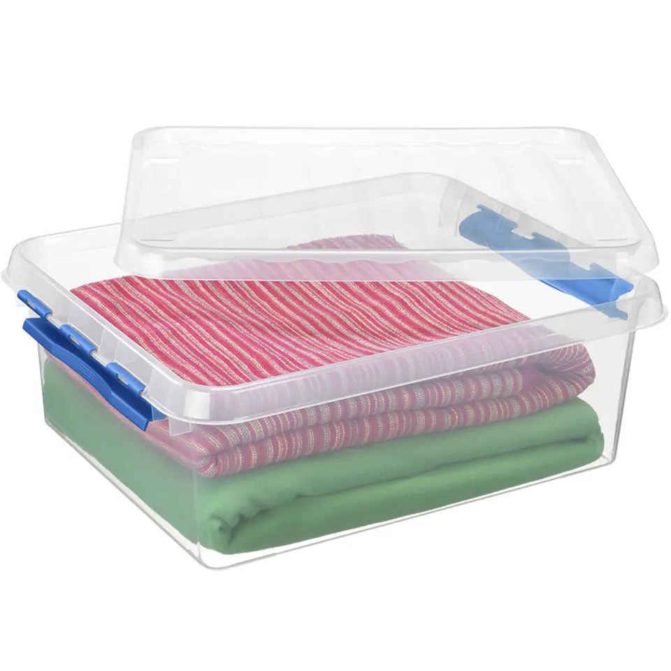 Q-line opbergbox 25L transparant blauw