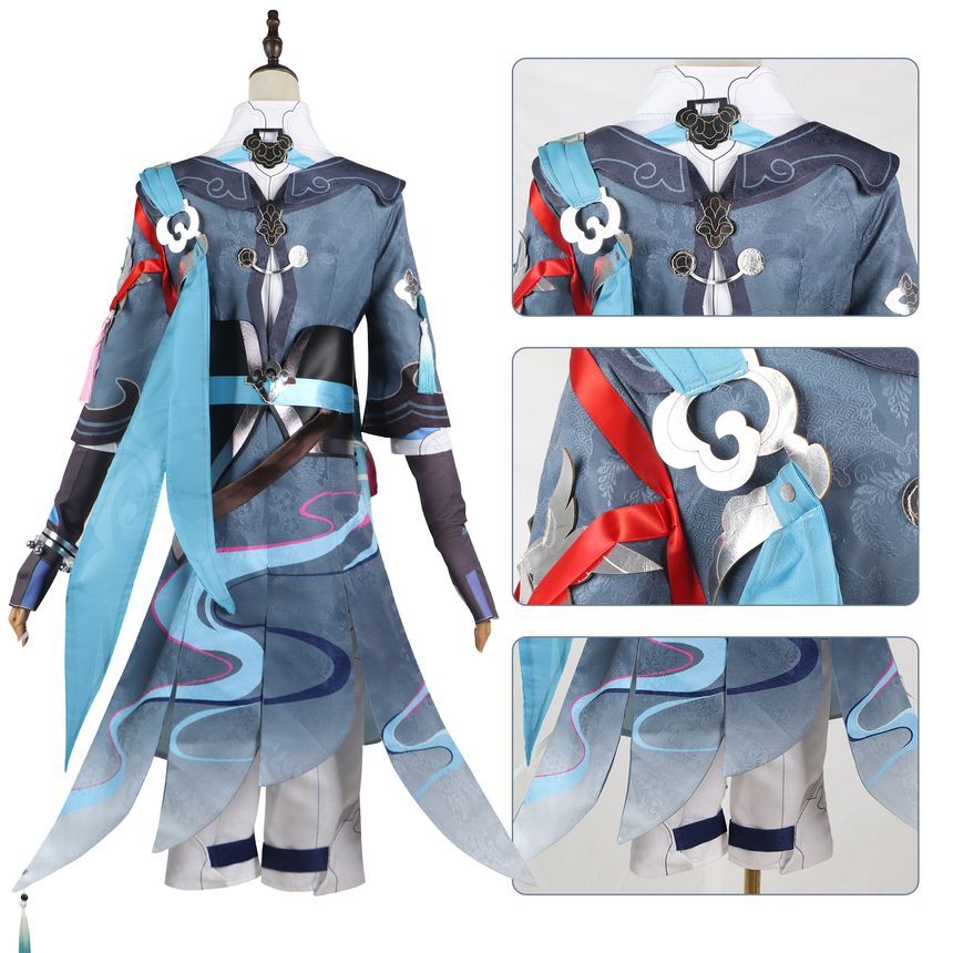 Custaplayu - Honkai Star Rail Yanqing Cosplay Kostuum / Pruik / Applique Chunky Heel Boots / Set