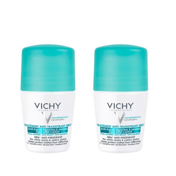 Vichy Desodorizante Roll-On Antitranspirante 48H Antimanchas 2x50ml